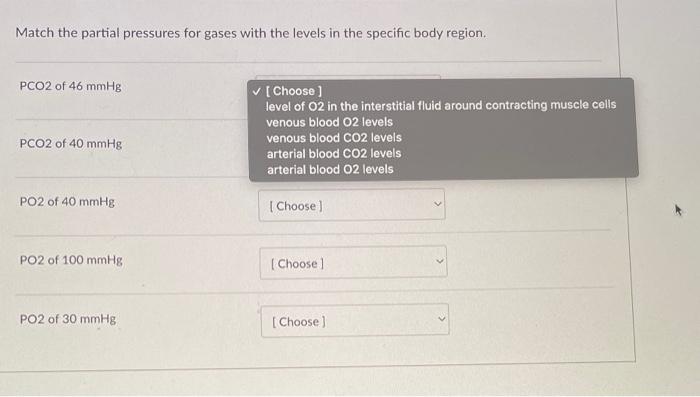 Solved Match the partial pressures for gases with the levels | Chegg.com
