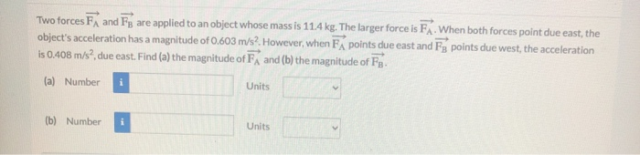 Solved Two forces F, and Fs are applied to an object whose | Chegg.com