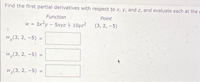 Solved Find the first partial derivatives with respect to x, | Chegg.com