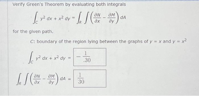 Solved Verify Green's Theorem by evaluating both integrals | Chegg.com