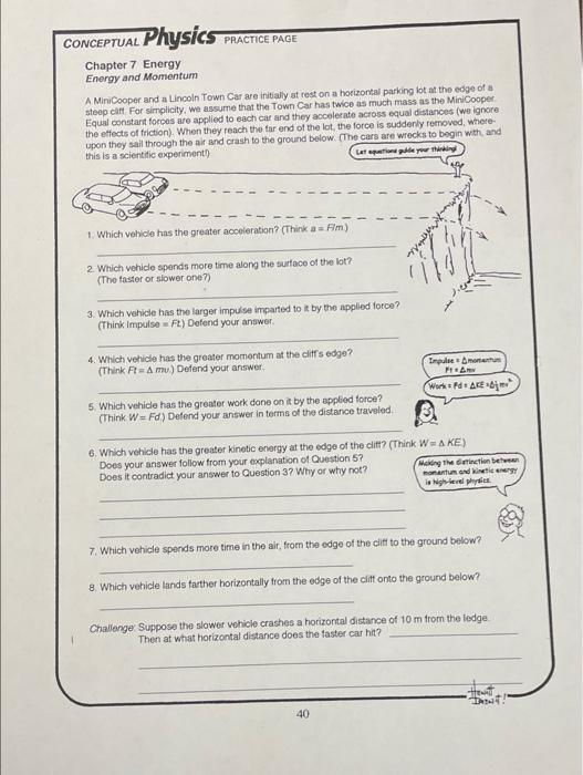 Solved CONCEPTUAL Physics PRACTICE PAGE Chapter 7 Energy | Chegg.com
