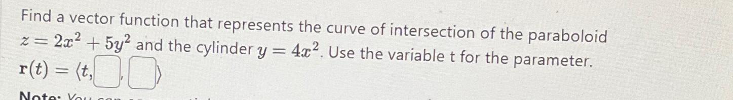 Solved Find a vector function that represents the curve of | Chegg.com