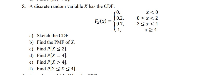 洋書 The algebra of random variable Solved A discrete random variable x ﻿has the CDF | Chegg.com