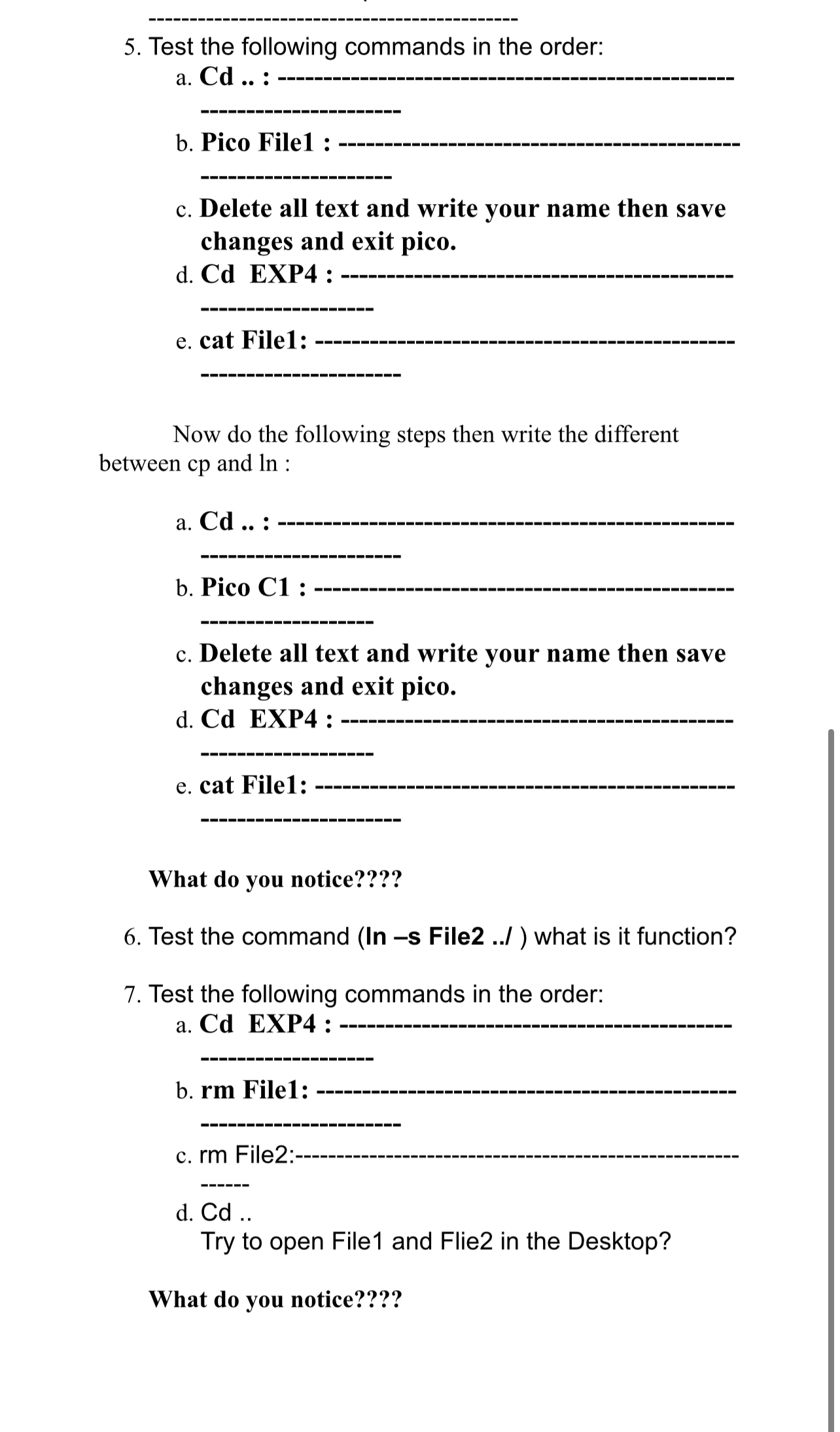 Solved test the following commands in the order a cd chegg