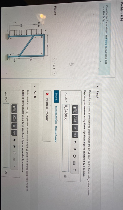 Solved Problem 6.76 Consider the frame shown in Figure 1). | Chegg.com
