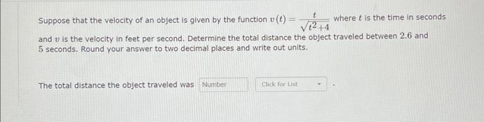 Solved Suppose that the velocity of an object is given by | Chegg.com