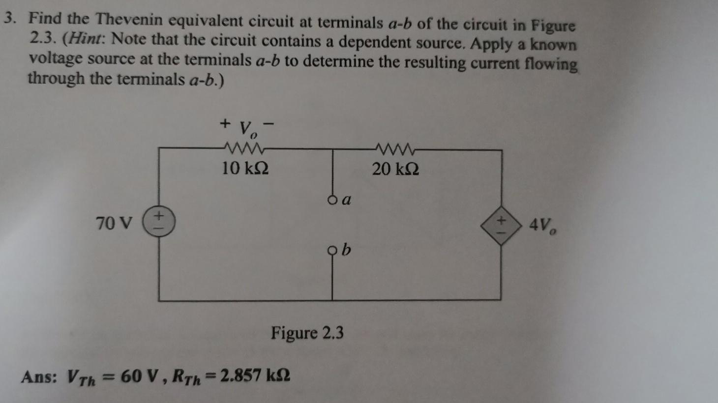 Solved 3. Find The Thevenin Equivalent Circuit At Terminals | Chegg.com