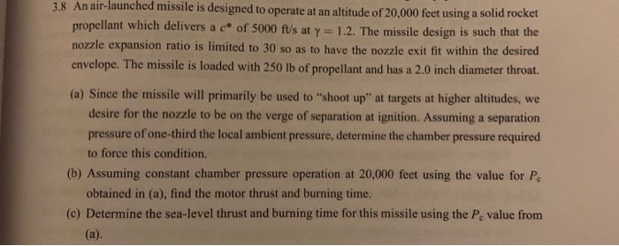 3.8 An air-launched missile is designed to operate at | Chegg.com