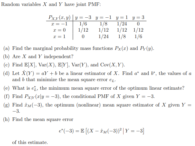 Solved Random variables x ﻿and Y ﻿have joint PMF:(a) ﻿Find | Chegg.com