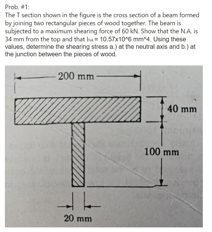 T Steel Structure Solved please answer Prob. #1:The T section shown in the | Chegg.com