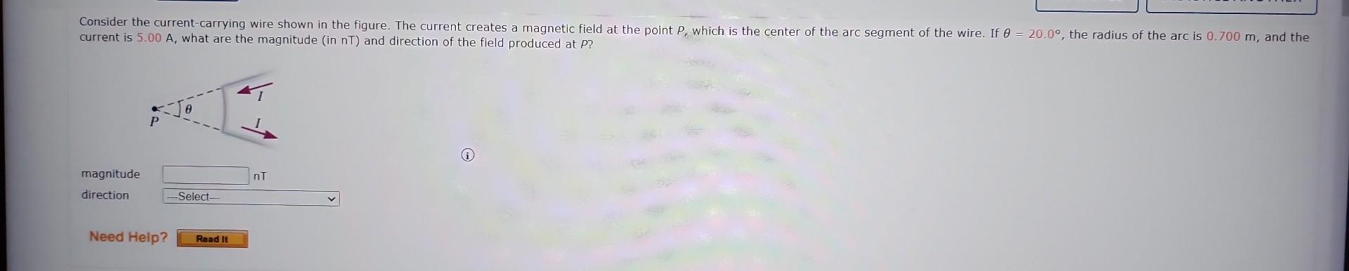 Solved current is 5.00 A, what are the magnitude (in nT ) | Chegg.com