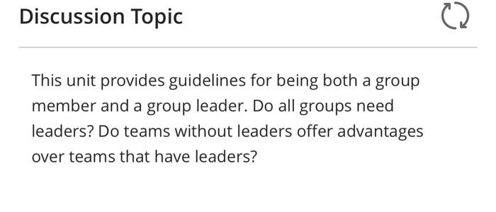 Solved This unit provides guidelines for being both a group | Chegg.com