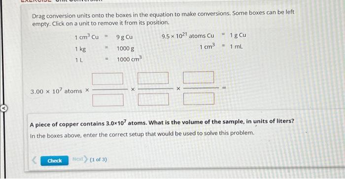 Solved Drag conversion units onto the boxes in the equation | Chegg.com