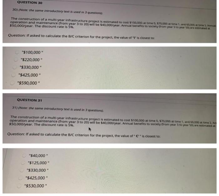 Solved QUESTION 30 30) (Note: the same introductory text is | Chegg.com