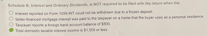 Solved Schedule B. Interest and Ordinary Dividends is NOT Chegg