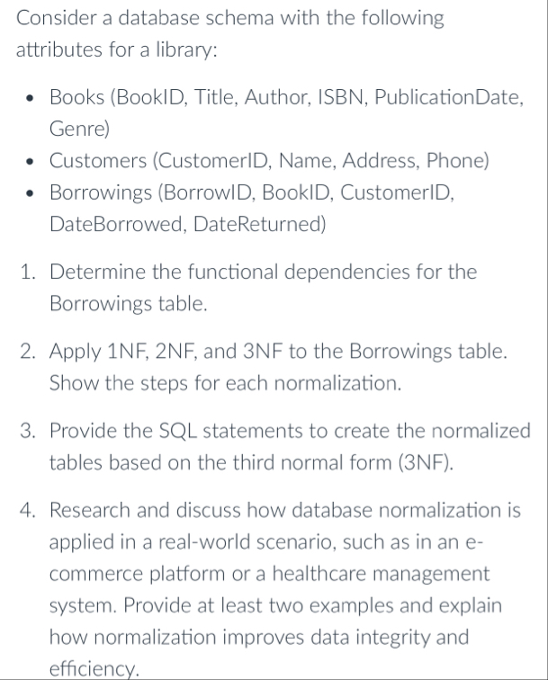 Solved Consider a database schema with the following | Chegg.com