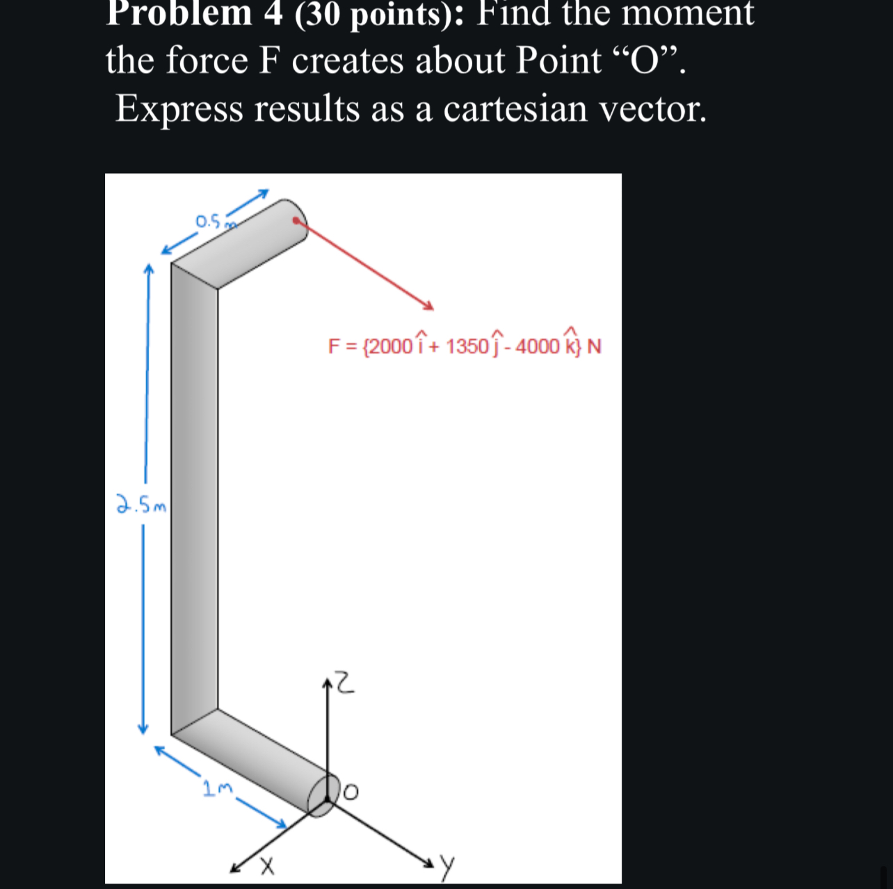 Solved Problem 4 ( 30 ﻿points): Find the momentthe force F | Chegg.com