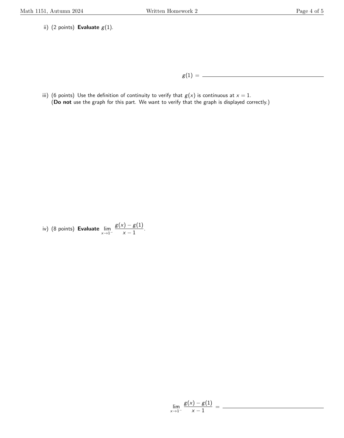 Math 1151, ﻿Autumn 2024Written Homework 2Page 4 ﻿of | Chegg.com