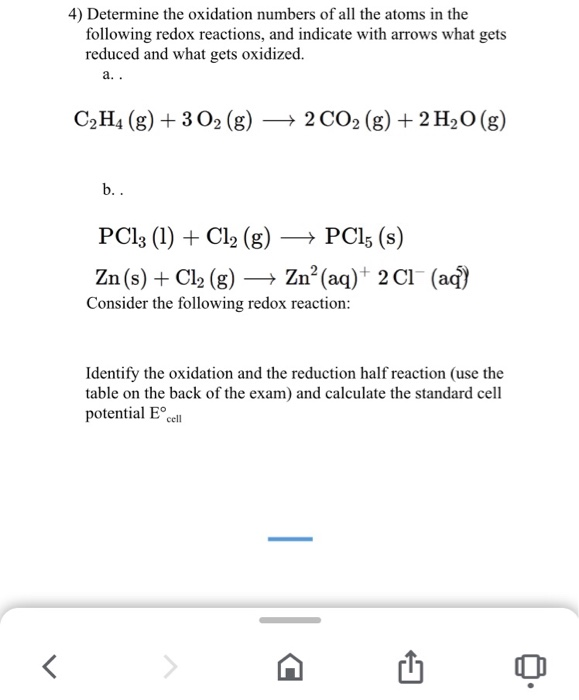 4 Determine the oxidation numbers of all the atoms Chegg