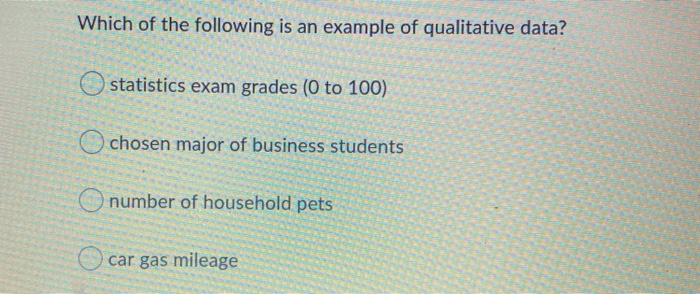 Solved Which of the following is an example of qualitative | Chegg.com
