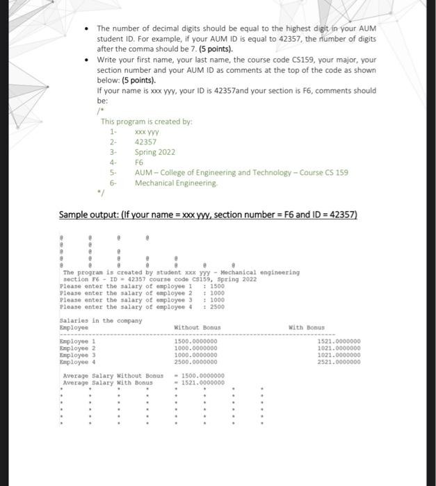 Solved Problem Write a program that calculates and displays | Chegg.com