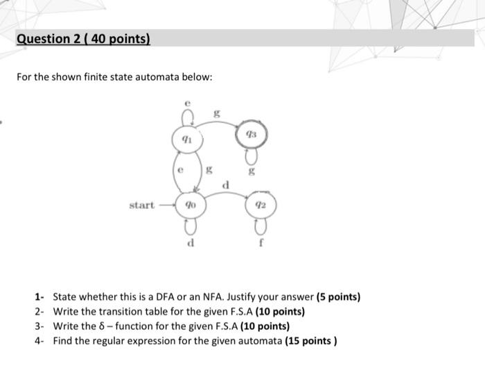 Solved Question 1 ( 60 points) For each of the following | Chegg.com