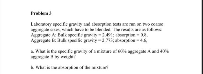 Solved Problem 3 Laboratory specific gravity and absorption | Chegg.com