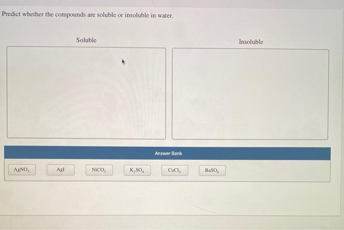 Solved Predict whether the compounds are soluble or Chegg