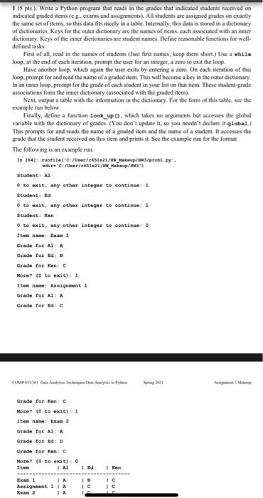 Solved 115 pts). Write a Python program that reads in the | Chegg.com