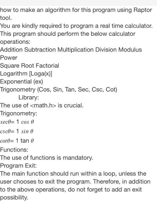 Solved how to make an algorithm for this program using | Chegg.com