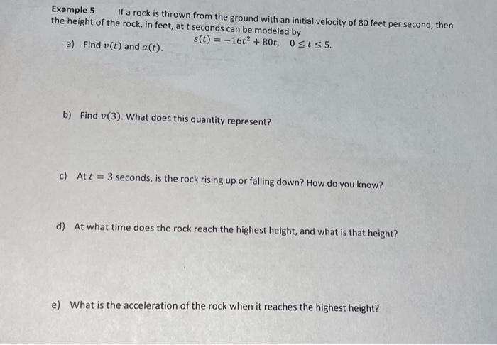 Solved Example 5 If a rock is thrown from the ground with an | Chegg.com