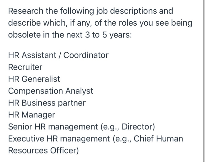 Solved Research the following job descriptions and describe 