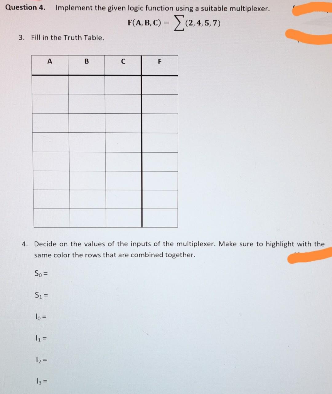 Solved Question 4. Implement the given logic function using | Chegg.com