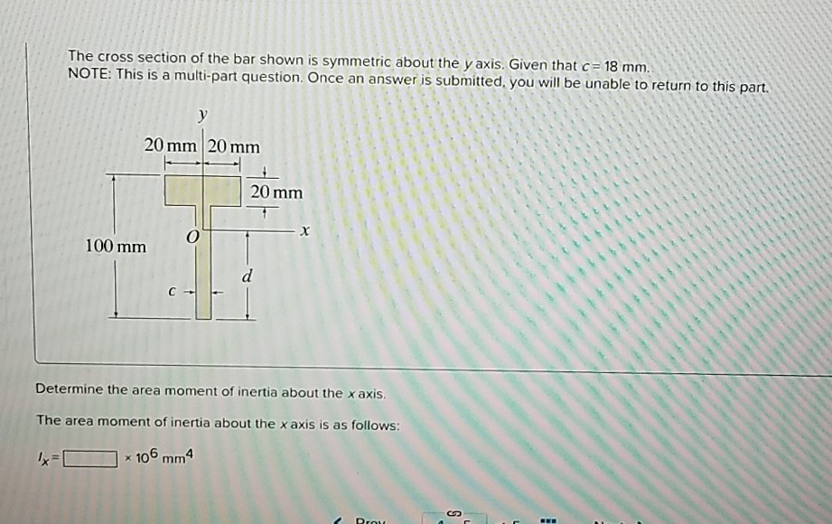 Solved The cross section of the bar shown is symmetric about | Chegg.com