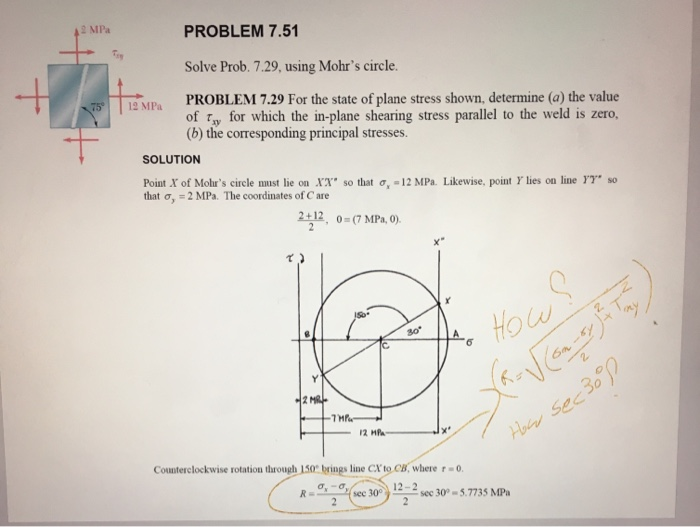 Solved PROBLEM 7.51 Solve Prob. 7.29, using Mohr's circle. | Chegg.com