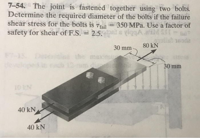 Solved 7–54. The Joint Is Fastened Together Using Two Bolts. | Chegg.com