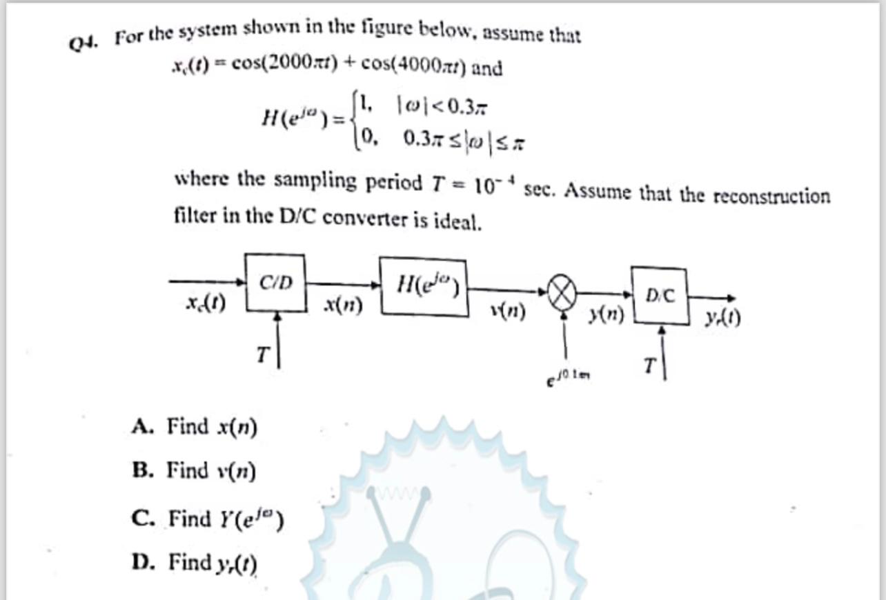 Solved Q4. For the system shown in the figure below, assume | Chegg.com