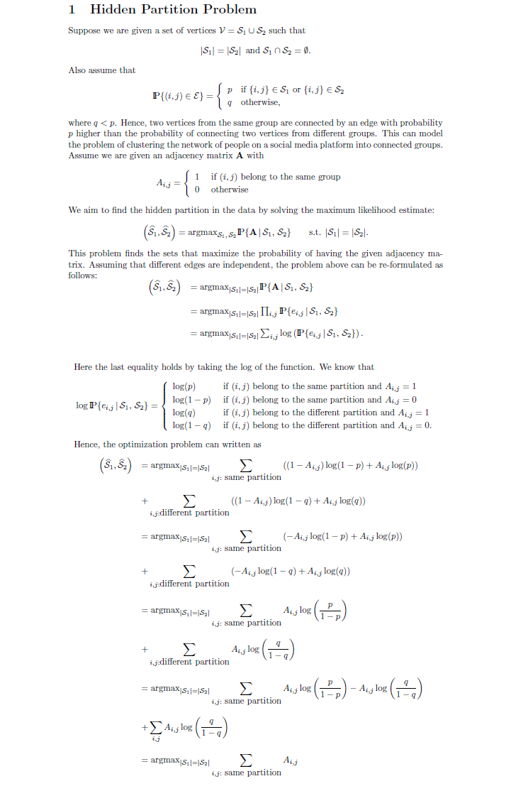 Solved 1 Hidden Partition Problem Suppose we are given a set | Chegg.com