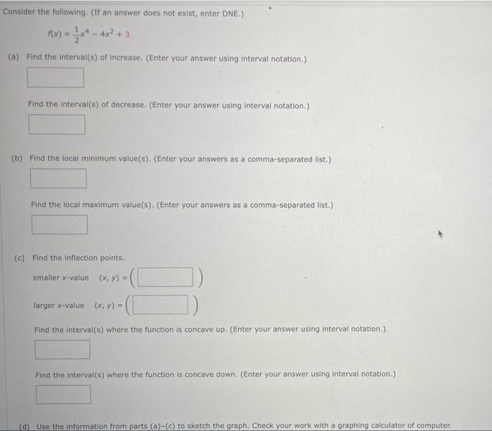 Solved Consider the following. (If an answer does not exist, | Chegg.com
