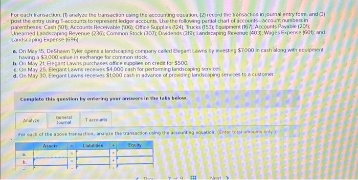 Solved For each transaction, (1) analyze the transaction | Chegg.com