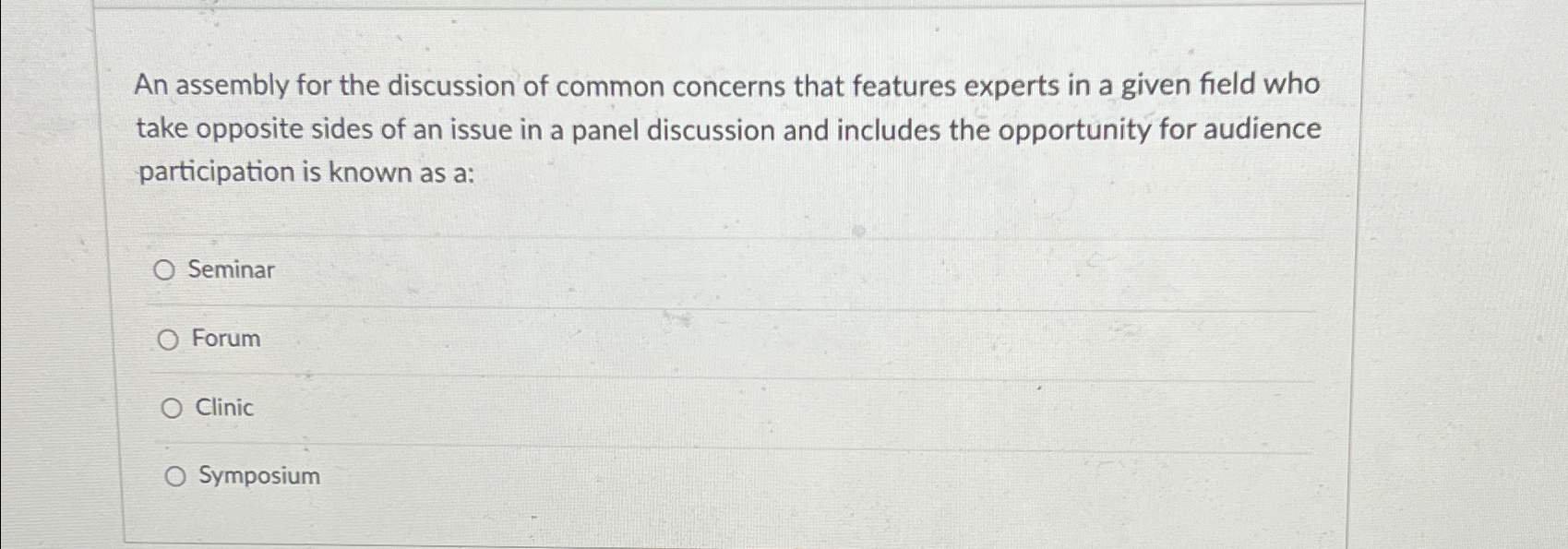 Solved An assembly for the discussion of common concerns | Chegg.com