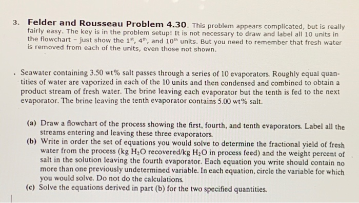 Solved 3. Felder and Rousseau Problem 4.30. This problem | Chegg.com