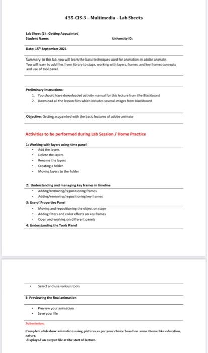 435-CIS-3 - Multimedia --Lab Sheets Lab Sheet (1): 