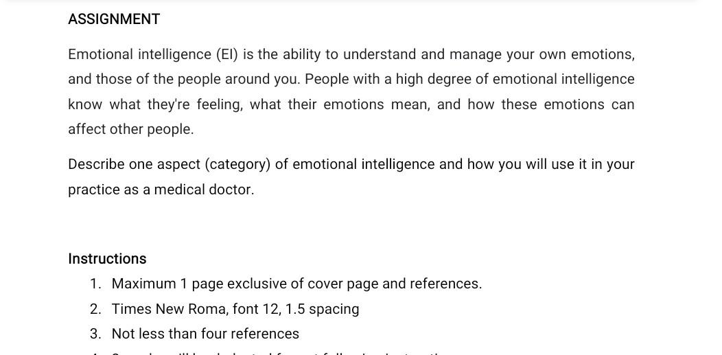 assignment 3 emotional intelligence discussion