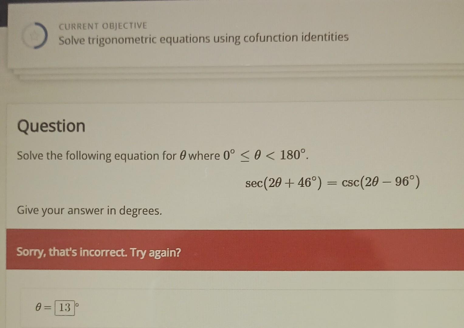Solved CURRENT OBJECTIVE Solve trigonometric equations using | Chegg.com
