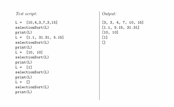 Solved Problem 3. Selection Sort In this problem you will | Chegg.com