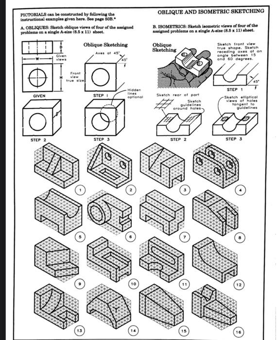 Solved OBLIQUE AND ISOMETRIC SKETCHING PIOTORIALS can be | Chegg.com