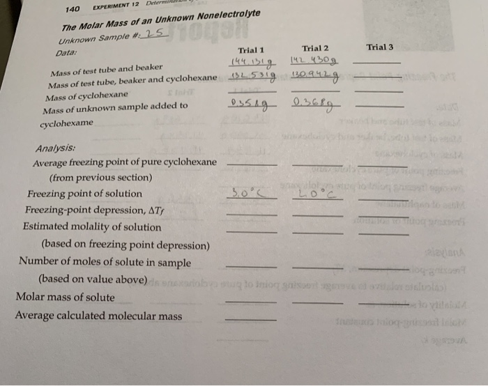 LAB SELTRON EXERCISE 12 Report Trial 3 The Freezing | Chegg.com