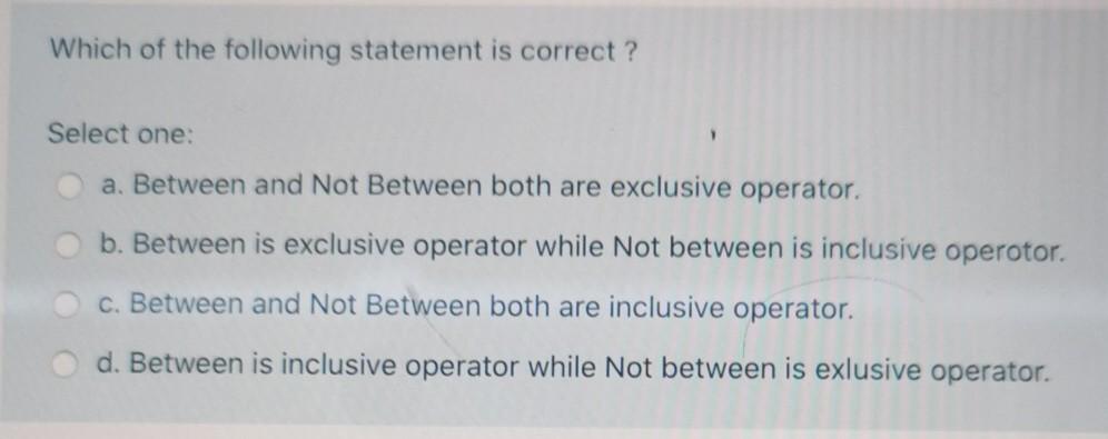Solved Which of the following statement is correct? Select | Chegg.com