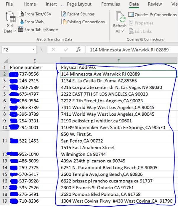 Solved Microsoft Excel. I'm trying to split the address | Chegg.com